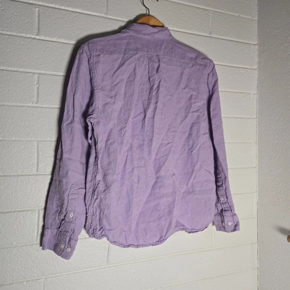 Banana Republic Linen Button Down Shirt Mens Medium Purple Standard Fit Resort